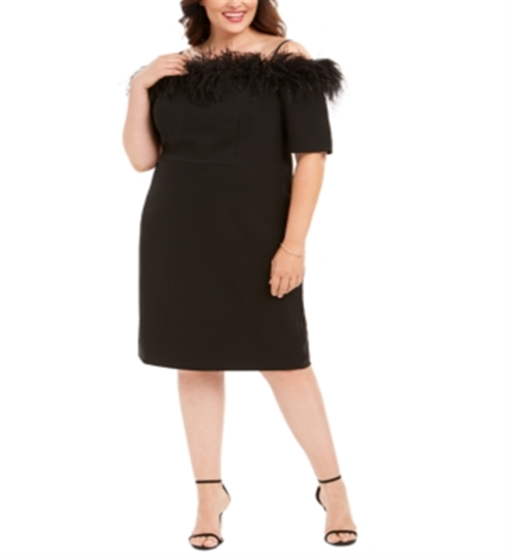 Calvin Klein Women's Spaghetti Strap Sheath Evening Dress Black Size 24W