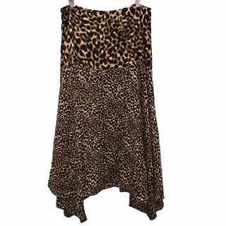 Calvin Klein Women's Leopard Print Handkerchief Hem Skirt Brown Size 12