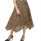 Calvin Klein Women's Leopard Print Handkerchief Hem Skirt Brown Size 12