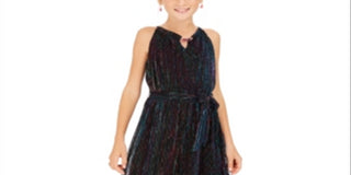 Sequin Hearts Big Girl's Metallic Stripe Jumpsuit Blue Size XL