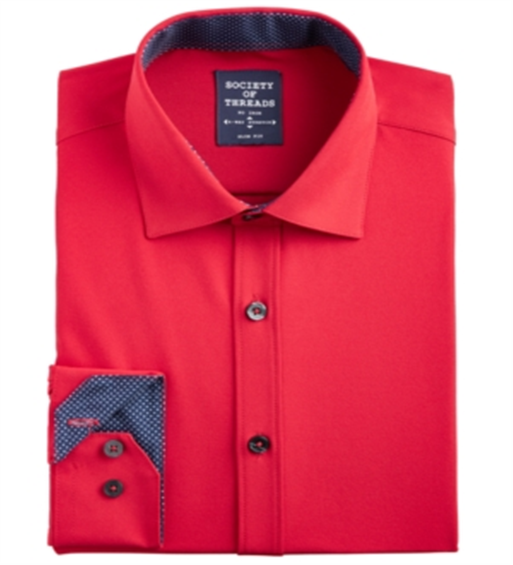 Society of Threads Men's Dress Shirt Red Size Medium
