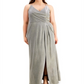 Morgan & Company Women's Trendy Plus Surplice Metallic Gown Yellow Size 22W