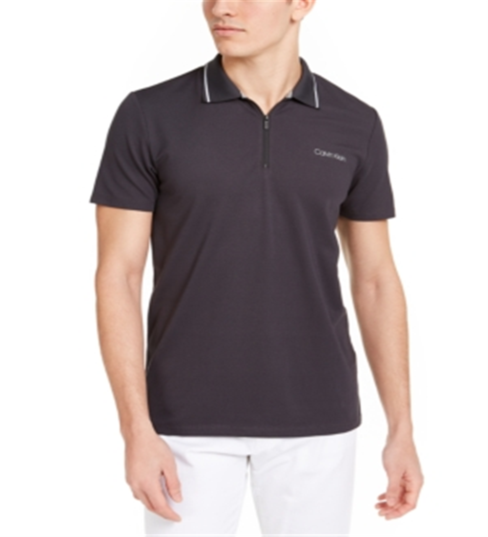 Calvin Klein Men's Move 365 Zip Polo Shirt Gray Size XS