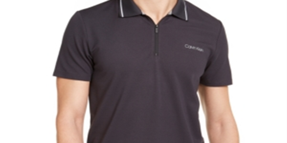 Calvin Klein Men's Move 365 Zip Polo Shirt Gray Size XS