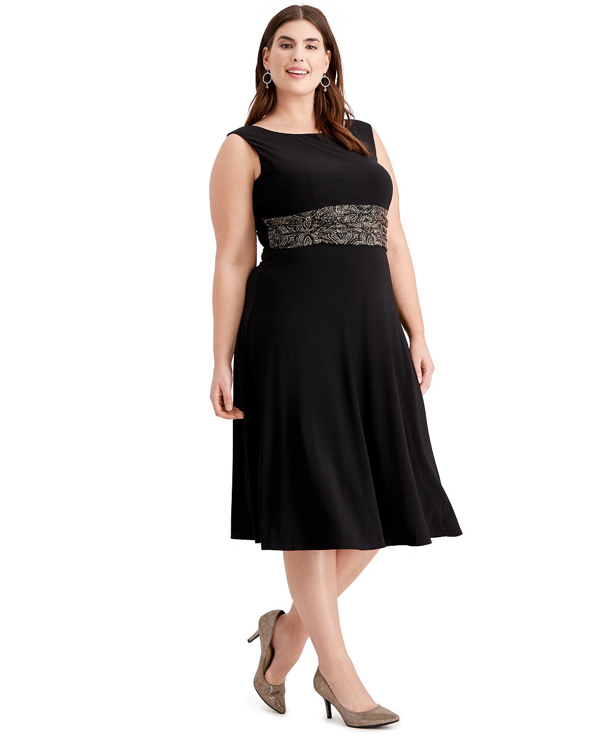 Jessica Howard Women's Plus Shine Print Dress & Jacket Black Size 20 W