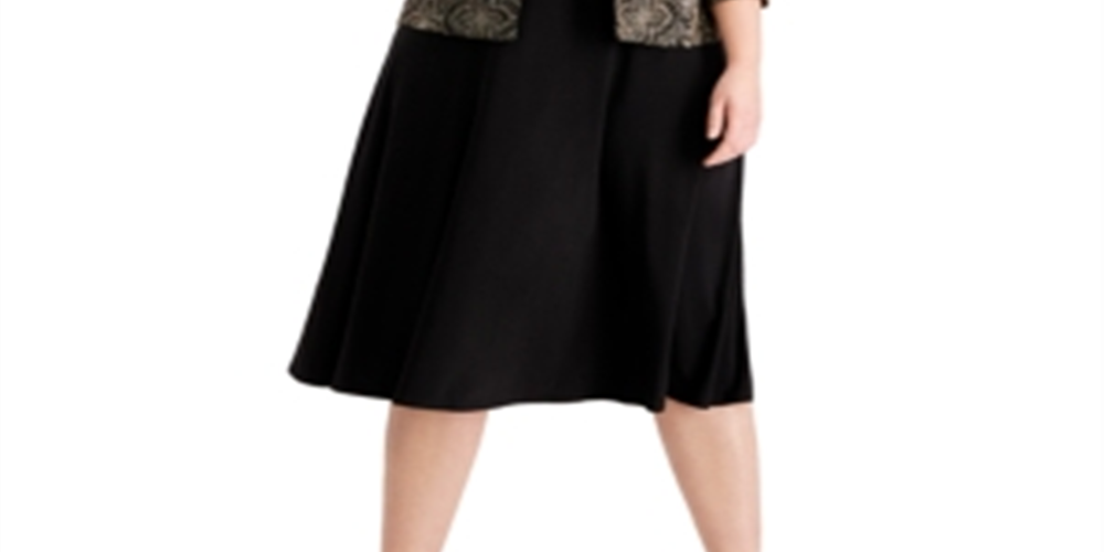 Jessica Howard Women's Plus Shine Print Dress & Jacket Black Size 20 W