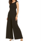 Connected Apparel Women's Stretch Zippered Darted Cap Sleeve Scoop Neck Party Wide Leg Jumpsuit Petites Black 12P