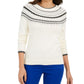 Charter Club Women's Printed Sweater White Size Petite XL