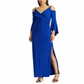 Ralph Lauren Women's Spaghetti Strap Full Length Fit Flare Evening Dress Blue Size 4