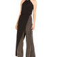 MSK Women's Metallic Stripe Blouson Walk Through Jumpsuit Black Size 10