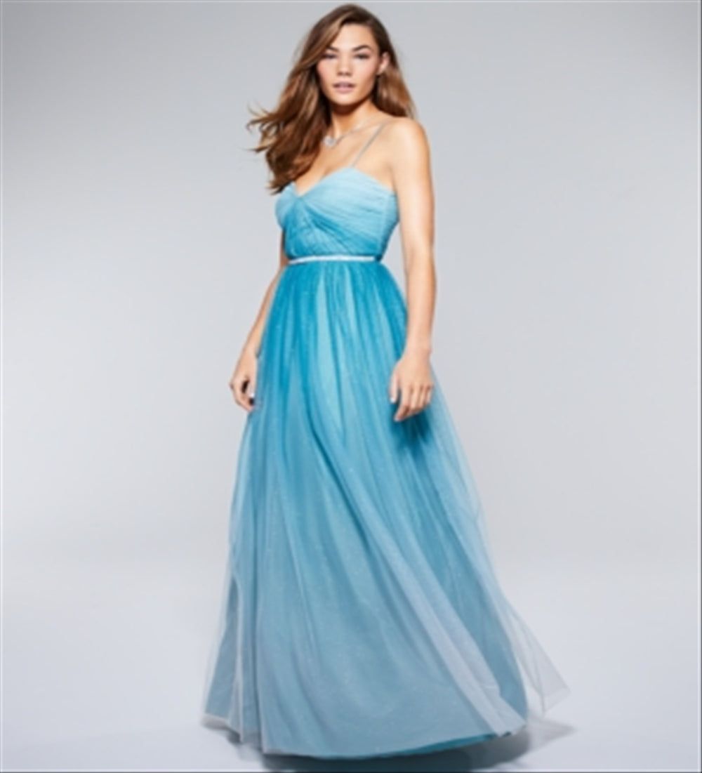 Teeze Me Junior's Open Lattice Back Ombre Gown Blue Size 5