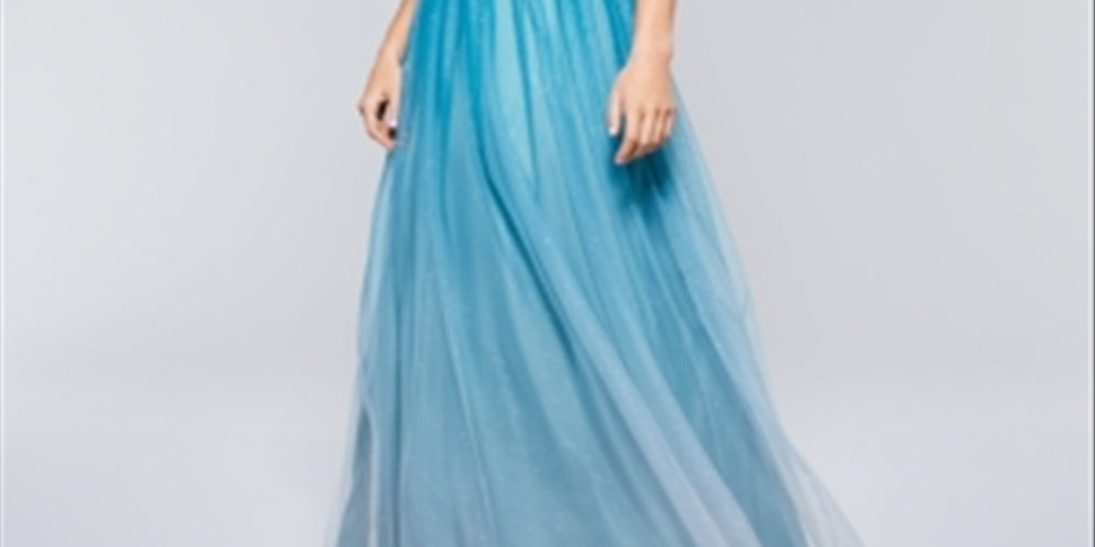 Teeze Me Junior's Open Lattice Back Ombre Gown Blue Size 5