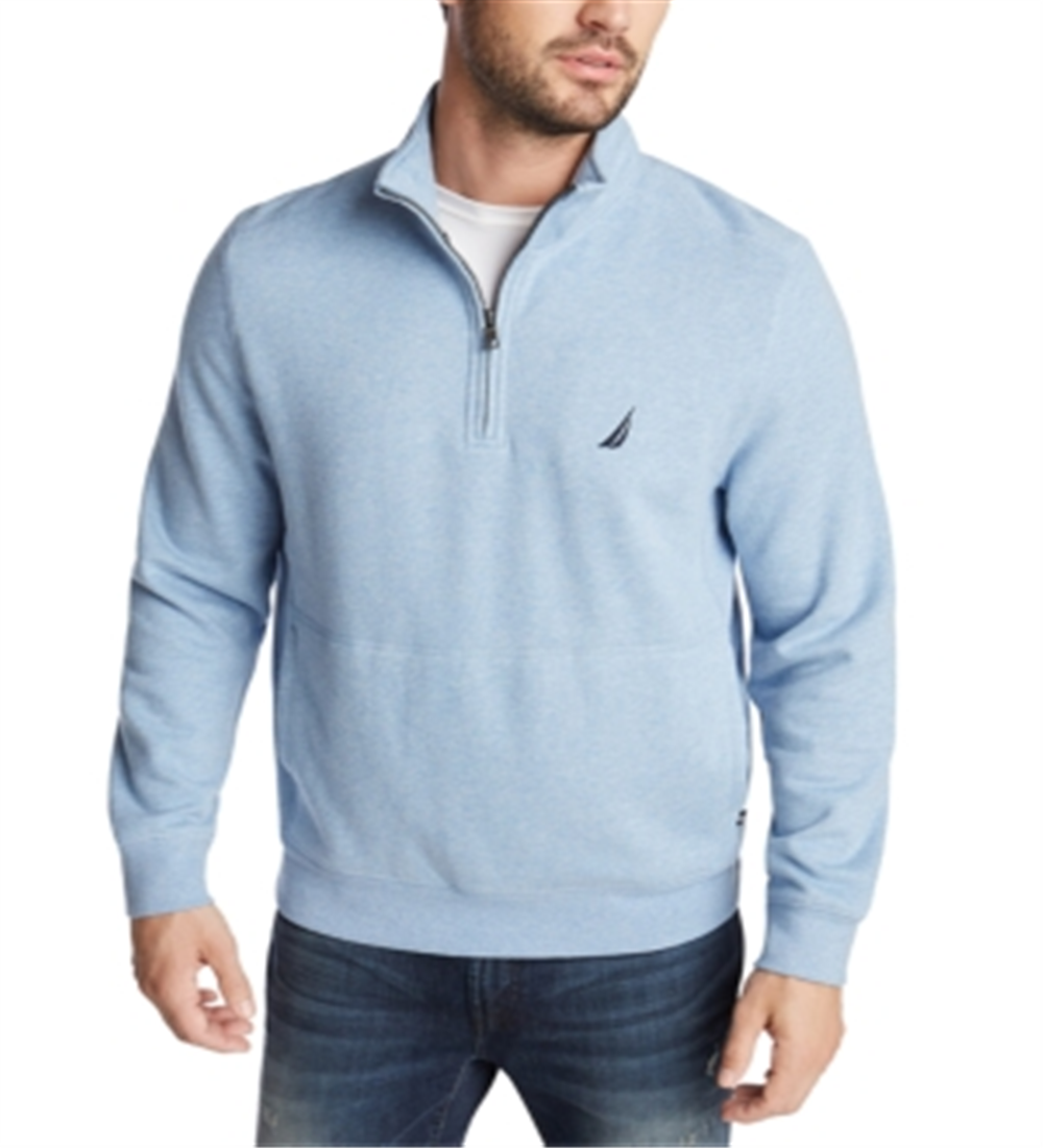 Nautica Men's Sueded Fleece Quarter Zip Pullover Blue Size Small