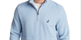Nautica Men's Sueded Fleece Quarter Zip Pullover Blue Size Small