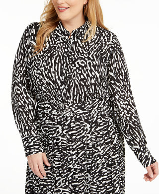 Alfani Women's Plus Printed Shirtdress Black Size 24W