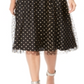 Calvin Klein Women's Glitter Zippered Polka Dot Sleeveless Jewel Neck Below the Knee Fit Flare Party Dress Black Size 16