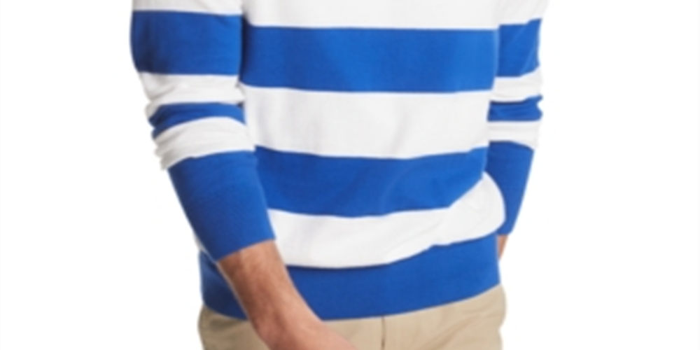Tommy Hilfiger Men's Signature Rugby Striped Sweater Blue Size XXL