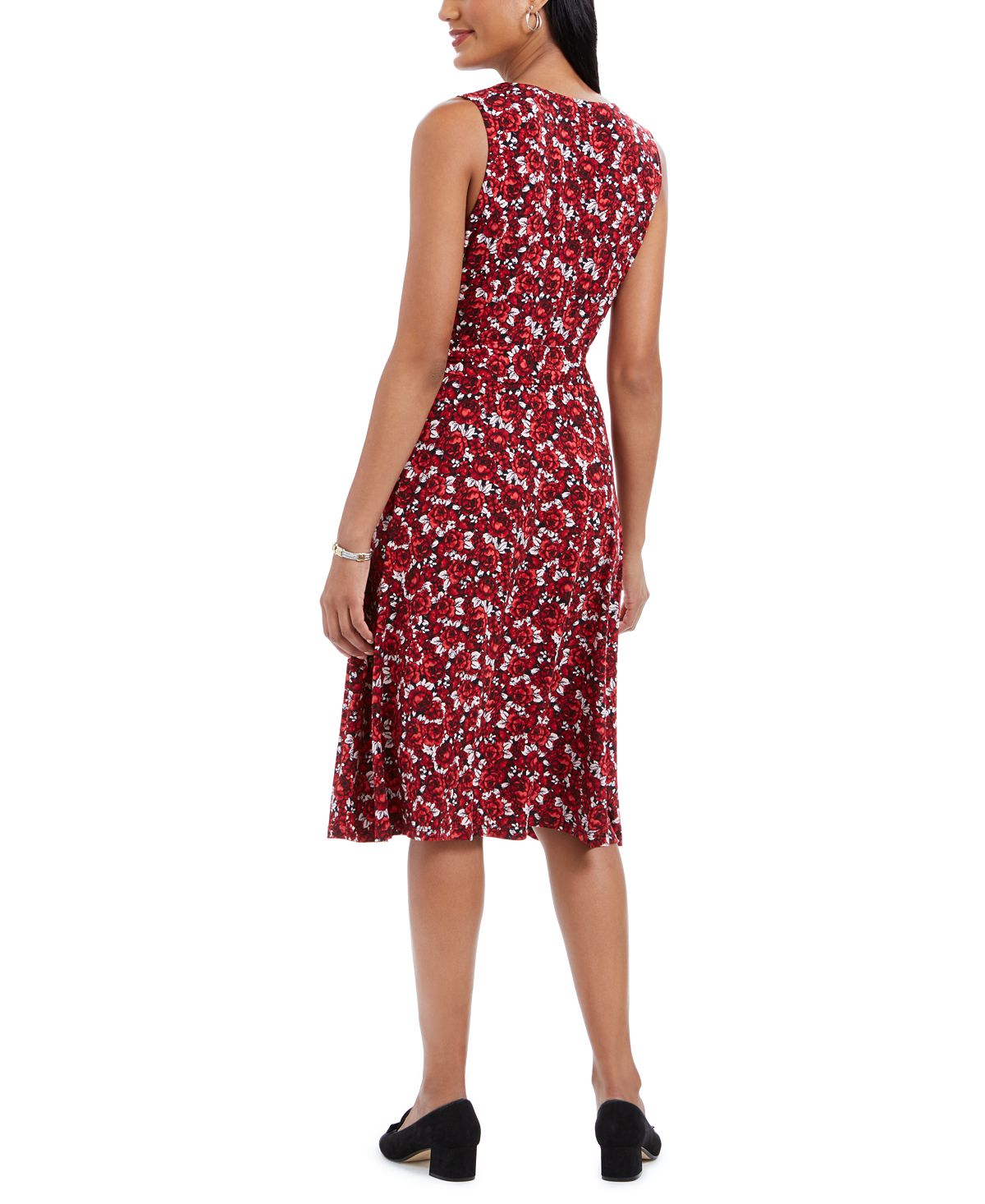 Charter Club Women's Floral Print MIDI Dress Red Size Petite XL