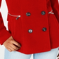 Maralyn & Me Women's Pocketed Peacoat Coat Red Size Small
