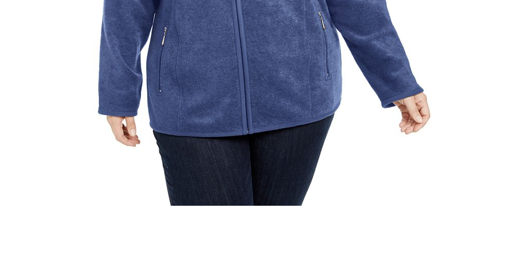 Karen Scott Women's Plus Zeroproof Fleece Performance Athletic Jacket Red Size 1X