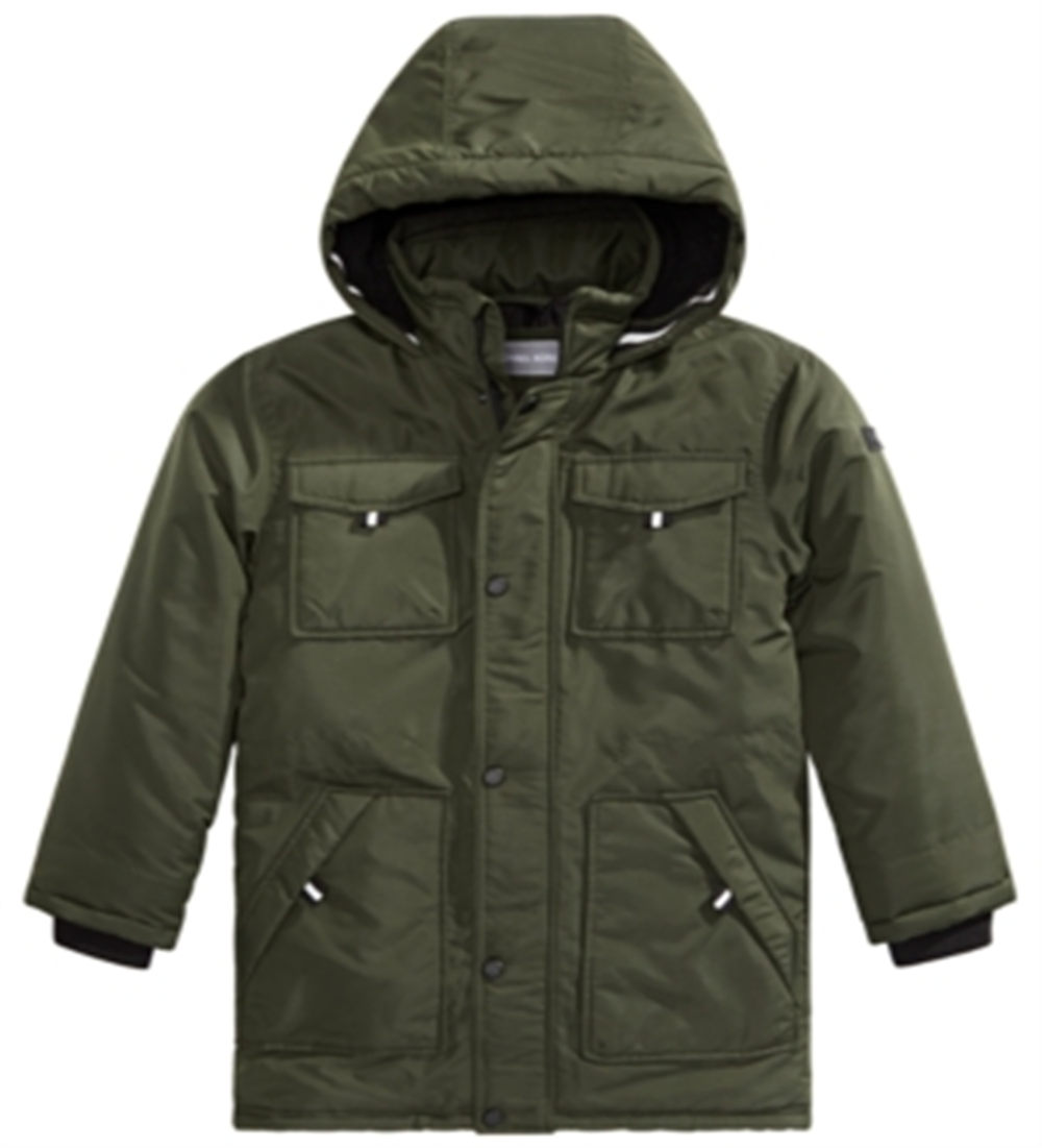 Michael Kors Big Boy's Faux Fur Trim Hooded Snorkel Jacket Green Size 18/20