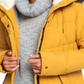 Roxy Junior's Ellie Hooded Faux Fur Trim Puffer Coat Yellow Size Small