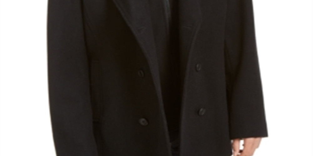 American Rag Men's Zip Bib Double Breasted Wool Coat Black Size X-Large