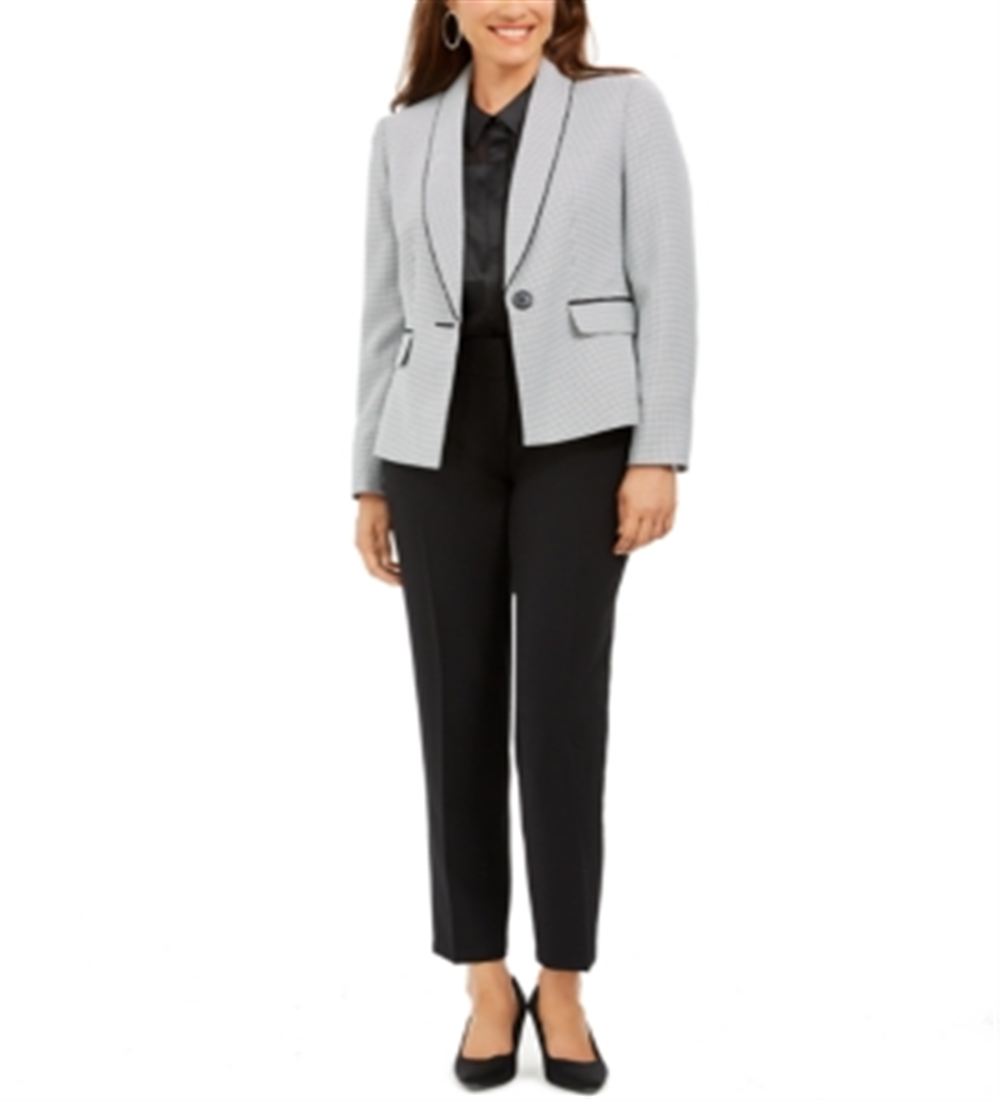 Le Suit Women's Houndstooth Professional Pant Suit Black Size 12