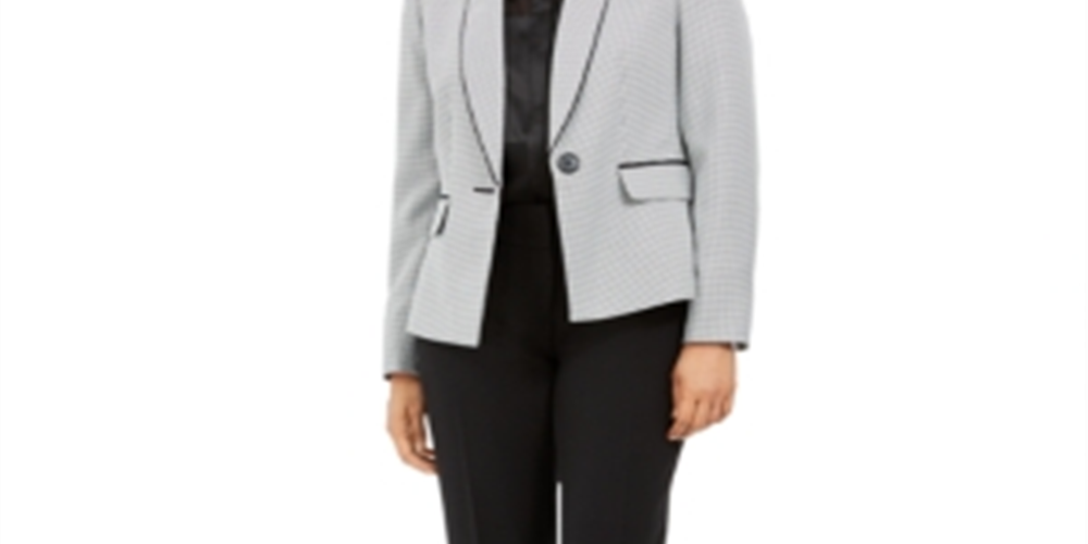 Le Suit Women's Houndstooth Professional Pant Suit Black Size 12