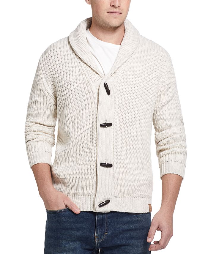 Weatherproof Vintage Men's Cable Knit Shawl Collar Cardigan Sweater Blue Size Medium