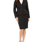 Le Suit Women's Pleated Jacket Skirt Suit Black Size 14 Petite