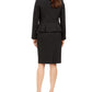 Le Suit Women's Pleated Jacket Skirt Suit Black Size 14 Petite