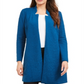 Alfani Women's Open Front Longline Jacket Blue Size Large