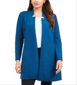 Alfani Women's Open Front Longline Jacket Blue Size Large