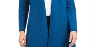 Alfani Women's Open Front Longline Jacket Blue Size Large