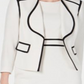 Kasper Women's Wing Lapel Contrast Trim Blazer White Size 8