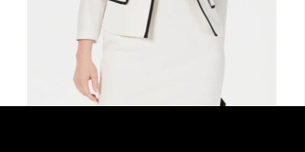 Kasper Women's Wing Lapel Contrast Trim Blazer White Size 8