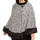 JM Collection Women's Plus Faux Fur TrimPoncho Black Size 0X/1X