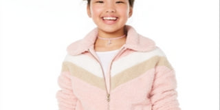 Epic Threads Big Girl's Chevron Stripe Teddy Jacket Pink Size XL