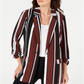 Alfani Women's Striped Ruched Sleeve Topper Jacket -Brown Size L
