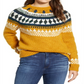 Lucky Brand Women's Printed Long Sleeve Crew Neck Sweater Yellow Size Medium