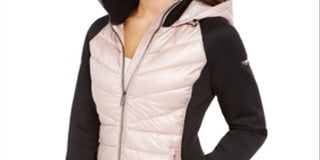 Calvin Klein Women's Performance Mixed-Media Quilted Jacket Pink Size XL