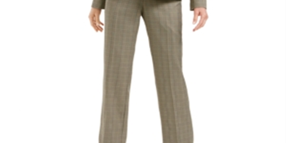 Le Suit Women's Plaid Print Pantsuit Brown Size 12