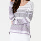 Style & Co Women's Striped Drop Shoulder Sweater Purple Size Petite L