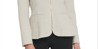 DKNY Women's Knit Zip up Blazer Beige Size 14