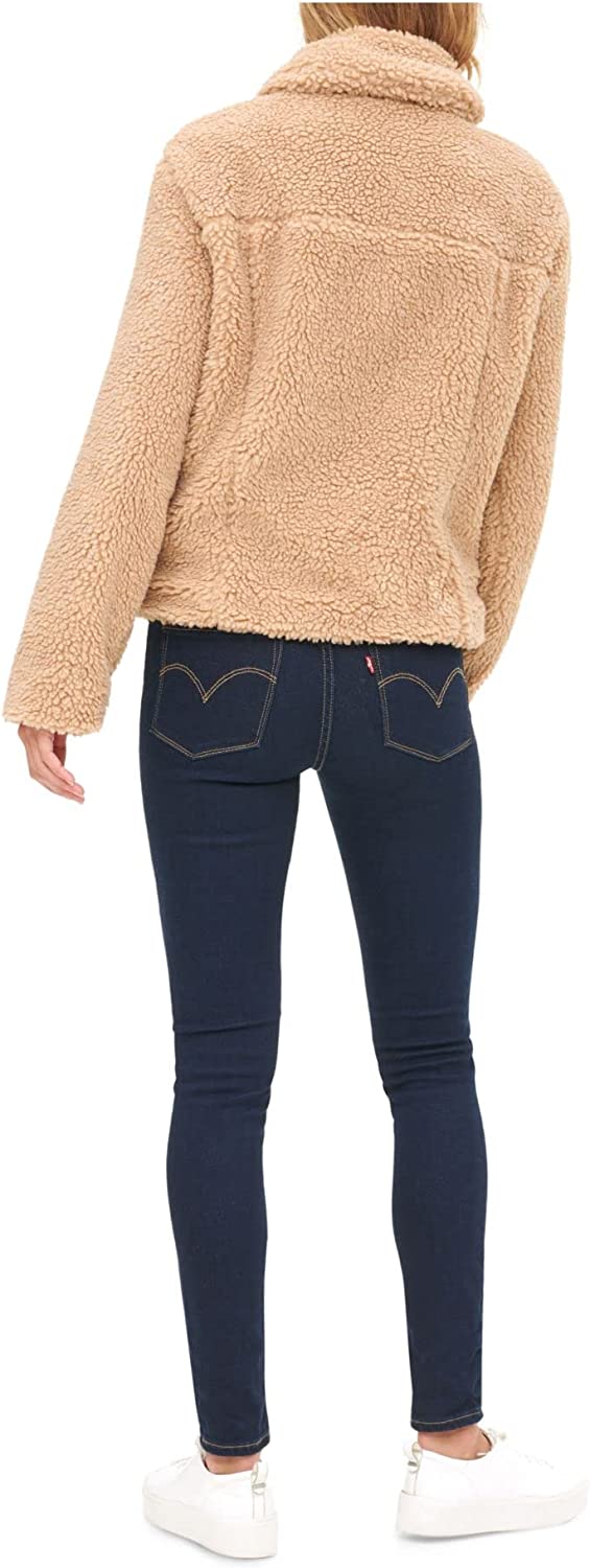 Levi's Women's Pocketed Zippered Sherpa Motorcycle Jacket Brown Size X-Large