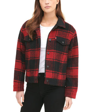 Levi's Women's Wool Blend Classic Trucker Jacket Red Size Medium