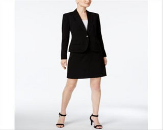 Anne Klein Women's Executive Collection Single Button a Line Skirt Suit Black Size 14