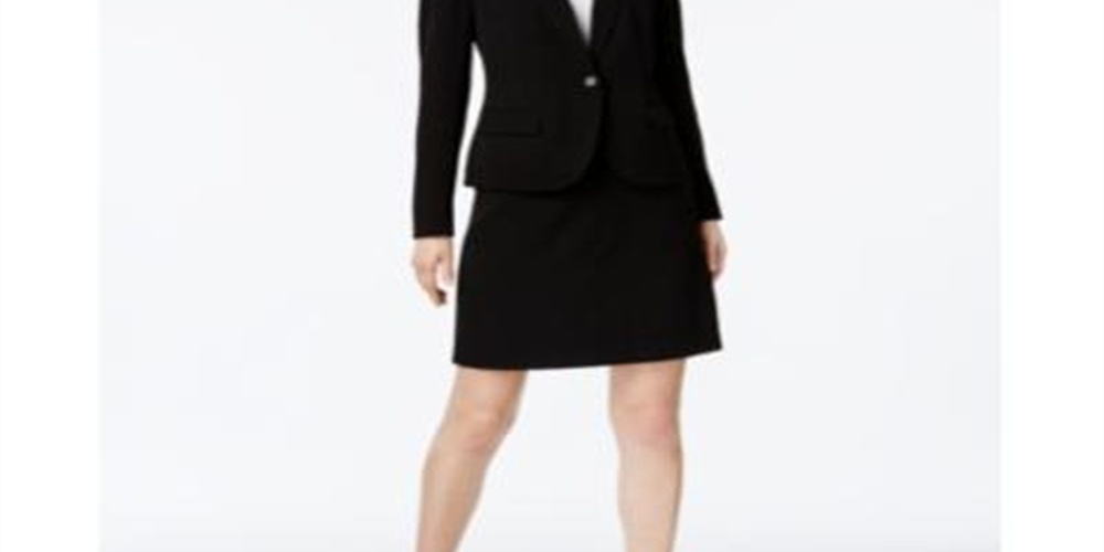 Anne Klein Women's Executive Collection Single Button a Line Skirt Suit Black Size 14