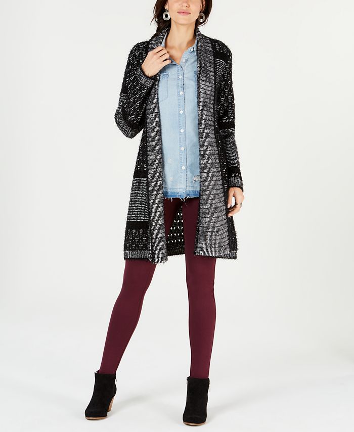 Style & Co Women's Printed Shawl Collar Cardigan Black Size Small